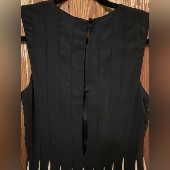 Black and Ivory Mesh Striped Dress - Picture 3 of 8